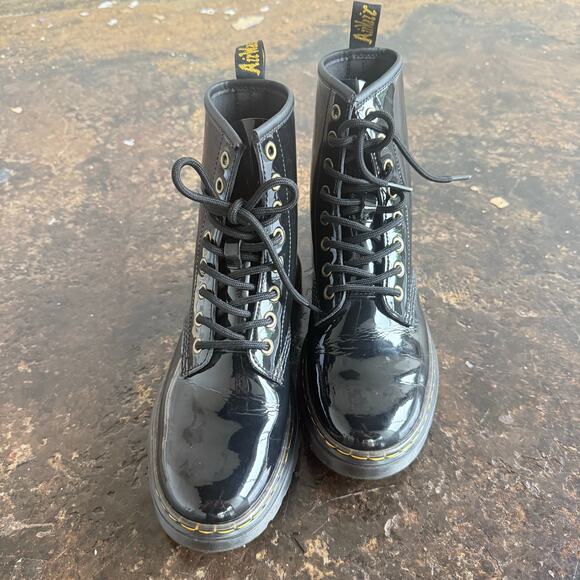 Dr Martens Boots Zavala Glossy Patent Leather Combat NWOT Unisex Womens 7 Mens 6 - Picture 6 of 7
